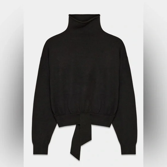NWT Aritzia Wilfred Lorin Sweater in Black Size Small - Funnel-Neck Top Side Tie